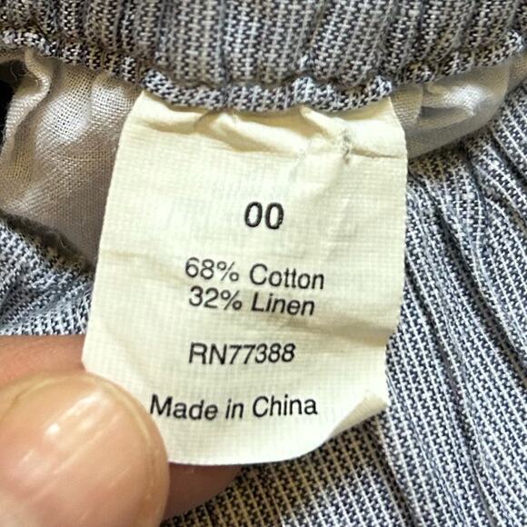 J. Crew finely pinstriped blue white coastal mini skirt sz 00 cotton linen blend - Picture 5 of 7